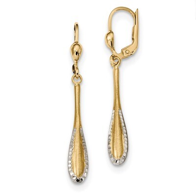 Diamond -cut Satin Drop Leverback Earrings 14k Gold TH949, MPN: TH949, 191101145315