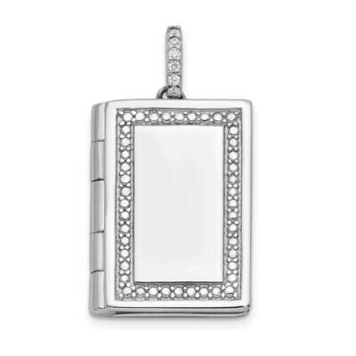 CZ Diamond 19mm Book Locket Sterling Silver Rhodium-plated QLS1093, MPN: QLS1093,