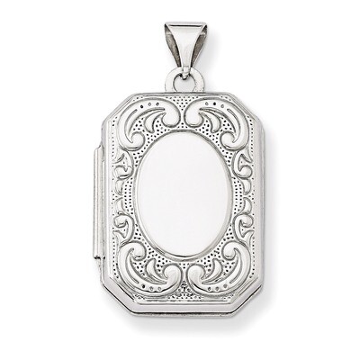 20mm Book Scroll Border Locket 14k White Gold XL558, MPN: XL558, 886774129259