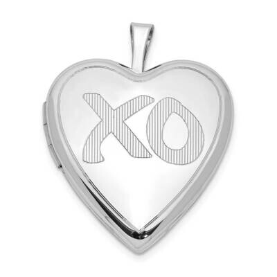 Brushed &amp; Polished XO Heart Locket Sterling Silver Rhodium-plated QLS984, MPN: QLS984, 886774094700