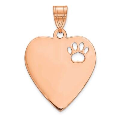 Heart with Cut Out Paw Print Pendant Sterling Silver Gold-plated XNA770RP, MPN: XNA770RP,