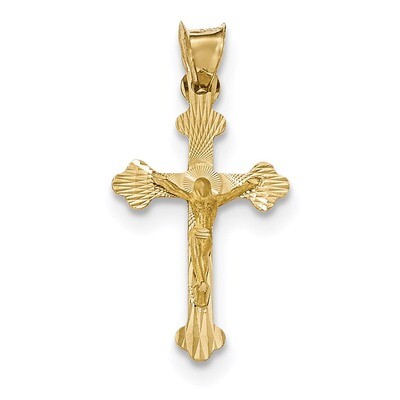 Satin and Diamond -cut Crucifix Pendant 14k Gold Polished K5555, MPN: K5555, 191101455773