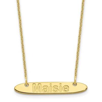 Polished Oblong Arial Rounded Bar Necklace 10k Gold Small 10XNA1233Y, MPN: 10XNA1233Y, 196904158890