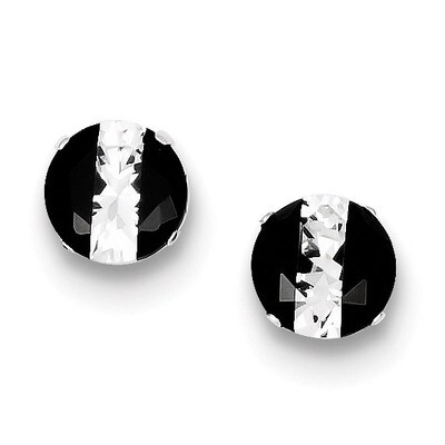Black and White Colored Diamond 8mm Round Post Earrings Sterling Silver QE9108, MPN: QE9108, 883957…