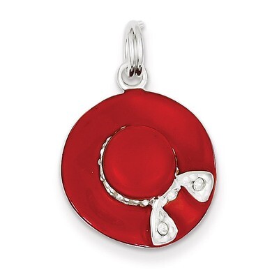 Enamel Hat Charm Sterling Silver Diamond QC7078, MPN: QC7078, 883957138299