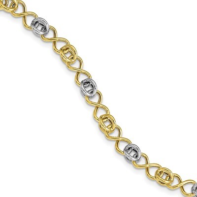 Leslie&#39;s White Rhodium Polished Fancy Bracelet 10k Gold HB-10LF574-7.5, MPN: 10LF574-7.5, 191101744…