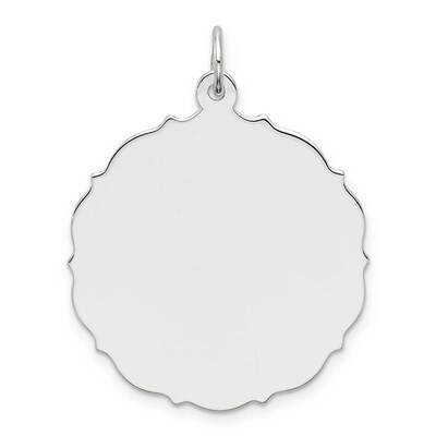 Engraveable Polished Front/Satin Back Disc Charm Sterling Silver Rhodium-plated QM437, MPN: QM437, …