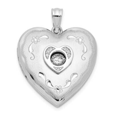 24mm Vibrant Swarovski Crystal Brushed&amp; Polished Heart Locket Sterling Silver QLS888, MPN: QLS888, …