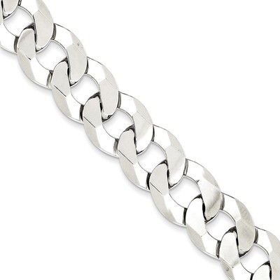 9 Inch 13.5mm Close Link Flat Curb Chain Sterling Silver QLB350-9, MPN: QLB350-9, 886774415574