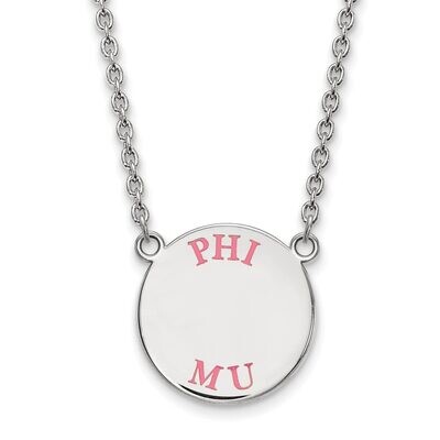 Phi Mu Small Enameled Pendant with 18 Inch Chain Sterling Silver SS015PHM-18, MPN: SS015PHM-18, 886…