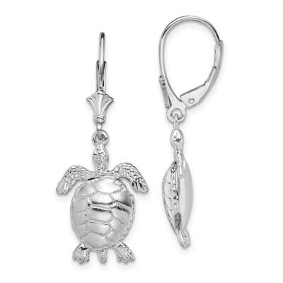 3D Moveable Turtle Leverback Earrings Sterling Silver Polished QE15564, MPN: QE15564, 637218183647