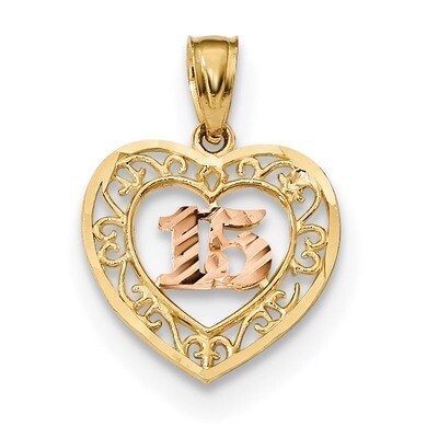 Diamond -cut 15 Pendant 14k Two-Tone Gold K5886, MPN: K5886, 883957782461