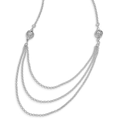 Layered-Look Chain Necklace 18 Inch Sterling Silver Rhodium-plated QG3765-18, MPN: QG3765-18, 88395…