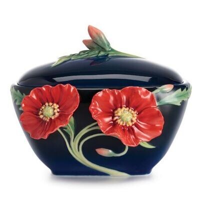Franz Porcelain The Serenity Poppy Flower Sugar Jar FZ02477, MPN: FZ02477, 810524017190