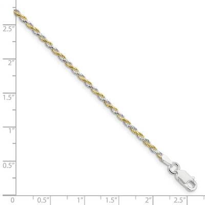 24 Inch &amp; Vermeil 1.85mm Diamond-cut Rope Chain Sterling Silver QDCY040-24, MPN: QDCY040-24, 886774…