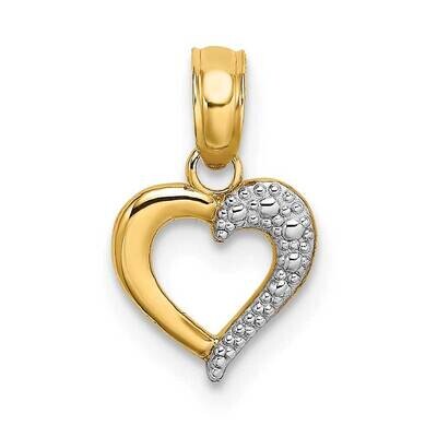 Beaded Textured Mini Heart Charm 14k Gold Rhodium K9012, MPN: K9012, 637218168873