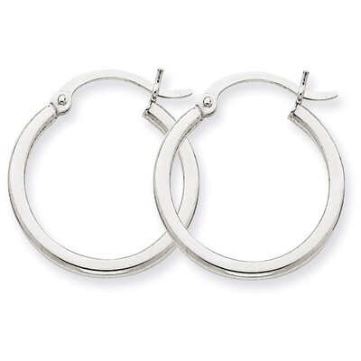 2mm Round Hoop Earrings 10k White Gold 10T828, MPN: 10T828, 883957895536