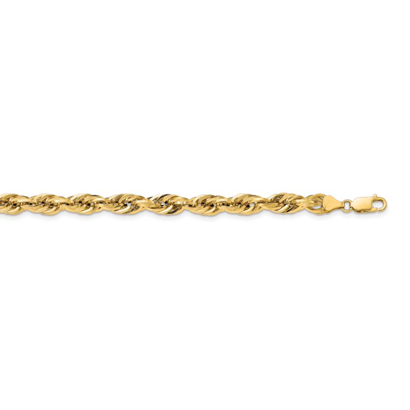 28 Inch 7.0mm Semi-Solid Rope Chain 14k Yellow Gold BC194-28, MPN: BC194-28, 883957838120
