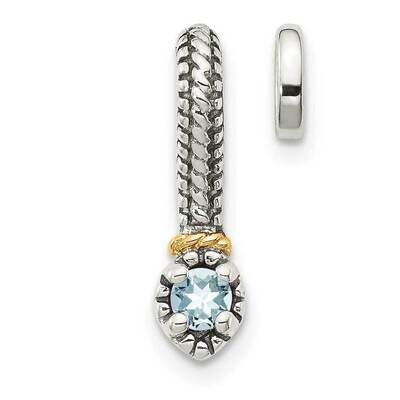 Aquamarine Chain Slide Pendant Sterling Silver with 14k Gold Polished QTC1707, MPN: QTC1707, 883957…