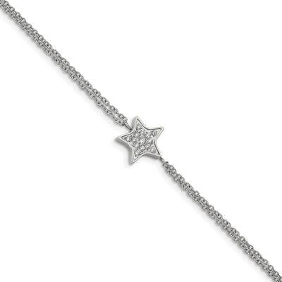 Cz Star 6.25 Inch 2 Inch Extension Bracelet Stainless Steel Polished SRB2608-6.25, MPN: SRB2608-6.2…
