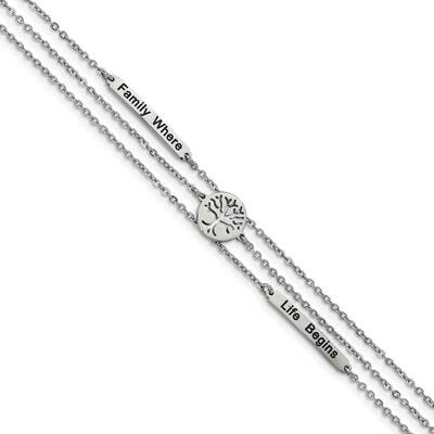 Enameled Family Tree 7 Inch with 1 Inch Extension Bracelet Stainless Steel Polished SRB2610-7, MPN:…
