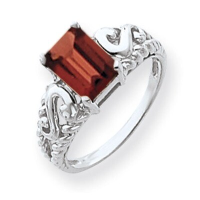 Garnet Ring 14k white Gold 8x6mm Emerald Cut Y4678GA, MPN: Y4678GA, 883957592176