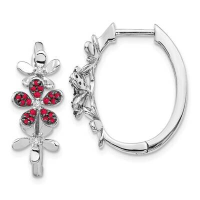 Ruby Earrings 14k White Gold Diamond EM4044-RU-006-WA, MPN: EM4044-RU-006-WA, 191101837715