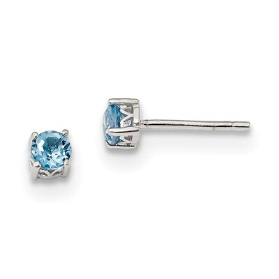 4mm Round Swiss Blue Topaz Post Earrings Sterling Silver Rhodium-plated QBE26DEC, MPN: QBE26DEC, 19…