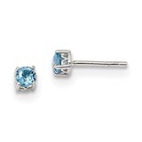 4mm Round Swiss Blue Topaz Post Earrings Sterling Silver Rhodium-plated QBE26DEC, MPN: QBE26DEC, 19…