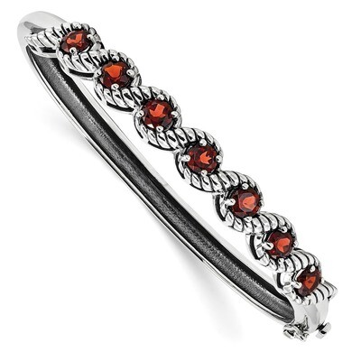 Garnet Hinged Bangle Sterling Silver Rhodium-plated QX985GA, MPN: QX985GA, 883957344355