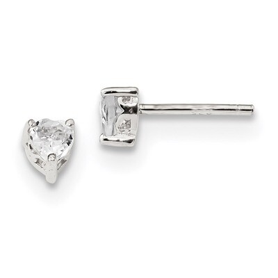 4mm Heart White Topaz Post Earrings Sterling Silver QBE27APR, MPN: QBE27APR, 191101048678