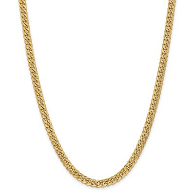 26 Inch 6mm Hollow Miami Cuban Chain 14k Gold Semi-solid BC154-26, MPN: BC154-26, 886774564951