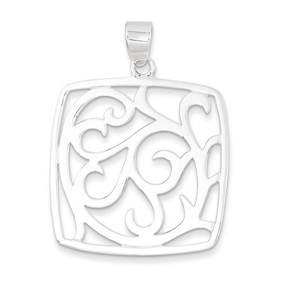Square Pendant Sterling Silver Fancy QP697, MPN: QP697, 723252422313