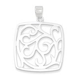 Square Pendant Sterling Silver Fancy QP697, MPN: QP697, 723252422313