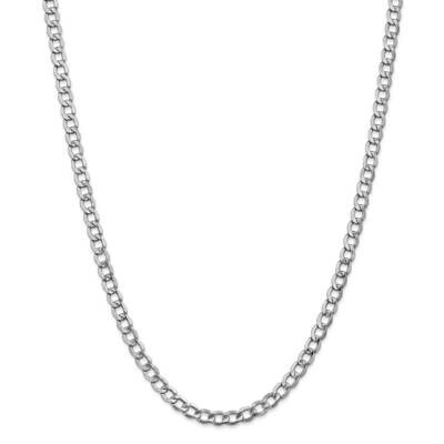 5.25mm Semi-Solid Curb Chain 26 Inch 14k White Gold BC105-26, MPN: BC105-26, 883957170183