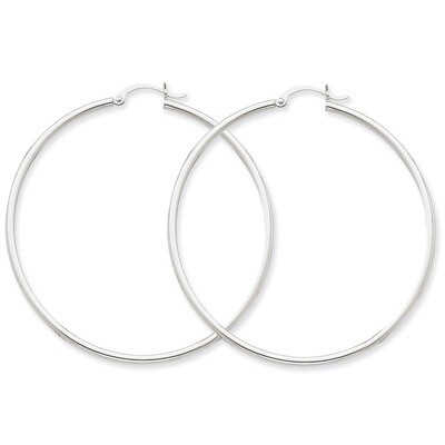 2mm Round Hoop Earrings 10k White Gold 10T834, MPN: 10T834, 883957895598