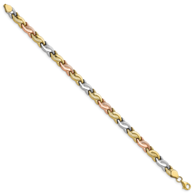 Leslie&#39;s Brushed Bracelet 10k Gold Tri-color Polished HB-10LF595-7.5, MPN: 10LF595-7.5, 191101744556