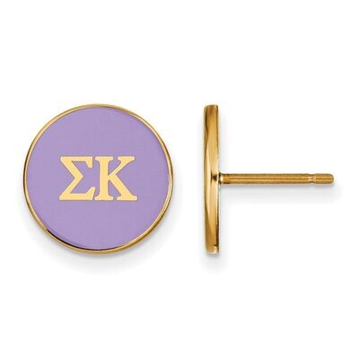 Sigma Kappa Enameled Post Earrings Gold-plated Silver GP031SKP, MPN: GP031SKP, 886774934440