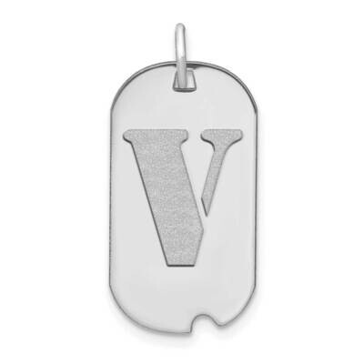 Letter V Initial Dog Tag Pendant 14k White Gold Polished YC1439WV, MPN: YC1439WV, 196904086094
