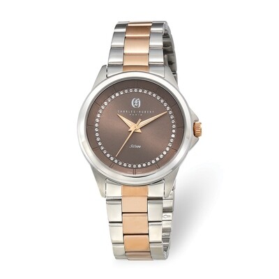 Charles Hubert Ladies 2-Tone Stainless Lt Brown Crystal Dial Watch  XWA6089, MPN: XWA6089, 84887000…
