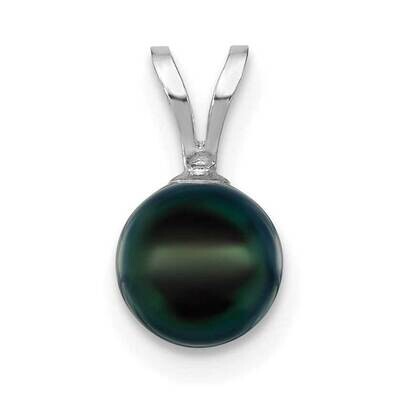 6-7mm Round Black Saltwater Akoya Pendant 14k White Gold XFW487B, MPN: XFW487B, 883957845333
