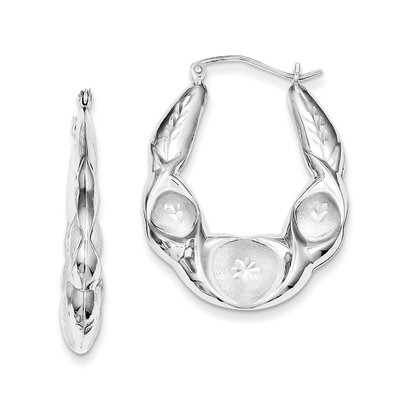 Scalloped Hoop Earring Sterling Silver Rhodium-plated QE4729, MPN: QE4729, 883957933276