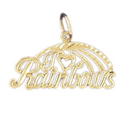 Dazzlers Jewelry I Love Rainbows Pendant Necklace Charm Bracelet in Yellow, White or Rose Gold 1078…