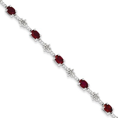 African Ruby and Diamond Bracelet Sterling Silver QX859R, MPN: QX859R, 886774675411