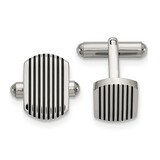 Black IP-plated Striped Cufflinks Stainless Steel Polished SRC403 by Chisel, MPN: SRC403, 191101017…