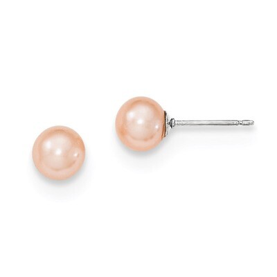 6-7mm Pink Freshwater Cultured Round Pearl Stud Earrings Sterling Silver QE12721, MPN: QE12721, 191…
