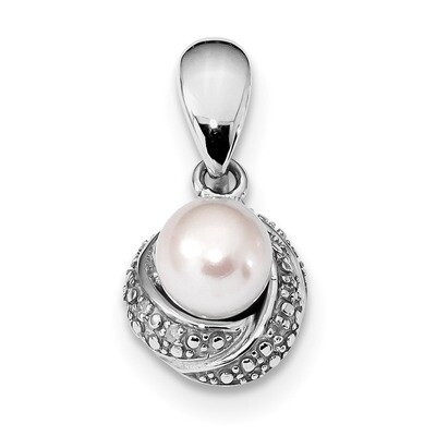Diamond &amp; Cultured Freshwater Pearl Pendant Sterling Silver Rhodium-plated QP4971, MPN: QP4971, 883…