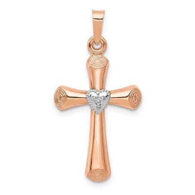 Diamond Brushed Polished Hollow Latin Heart Cross Pendant 14k Two-tone Gold PM5032-001-RWA, MPN: PM…