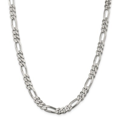 28 Inch 7.75mm Figaro Chain Sterling Silver QFG220-28, MPN: QFG220-28, 883957952758