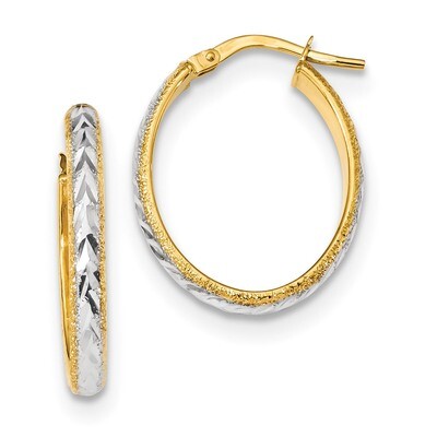 White Diamond -cut and Textured Hoop Earrings 14k Gold &amp; Rhodium TF1140, MPN: TF1140, 191101144998